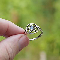 Silver Labradorite Pentacle Ring