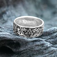 Silver Celtic Dragons Ring