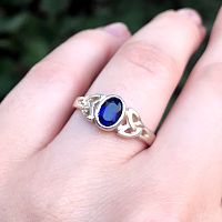 Silver Sapphire Celtic Ring