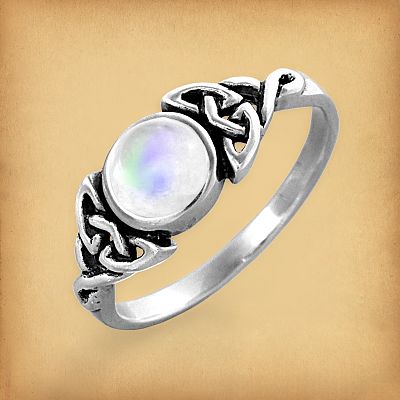 Silver Moonstone Celtic Ring