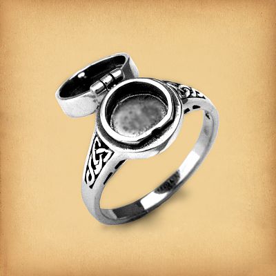 Silver Celtic Spirals and Knots Poison Ring