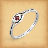 Silver Garnet Eye Ring