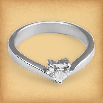 Stainless Steel Sweetheart Solitaire Ring