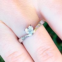 Stainless Steel Sweetheart Solitaire Ring