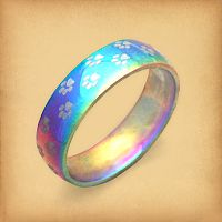 Steel Rainbow Pawprint Ring