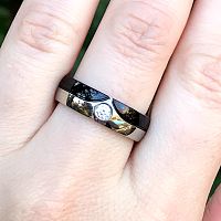 Black and Silver Chevron Ring