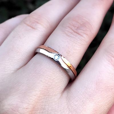 Copper & Silver Chevron Ring