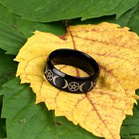 Black Steel Triple Moon Ring
