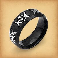 Black Steel Triple Moon Ring