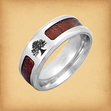 Wood Inlay Tree of Life Ring