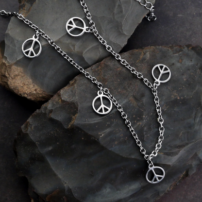 Stainless Steel Peace Sign Anklet