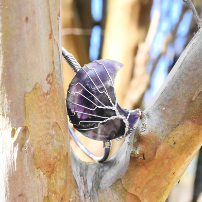 Wire-Wrapped Amethyst Moon Bracelet