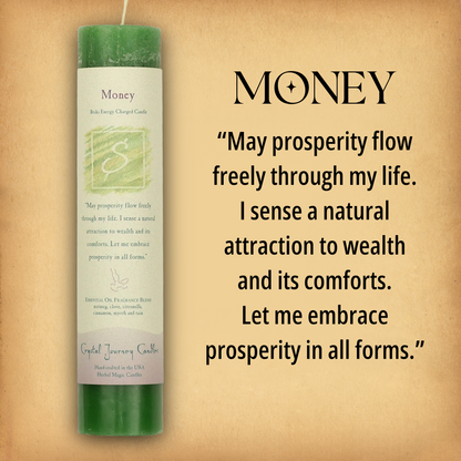 Herbal Magic Money Pillar Candle