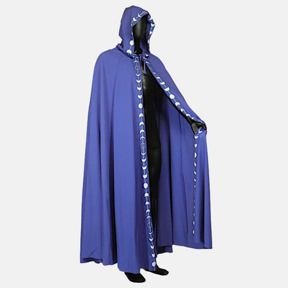 Purple Moon Phase Cloak with Hood