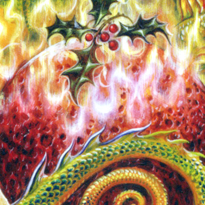 Flaming Dragon Pudding Yule Card