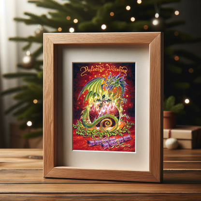 Flaming Dragon Pudding Yule Card