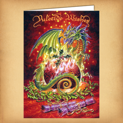 Flaming Dragon Pudding Yule Card