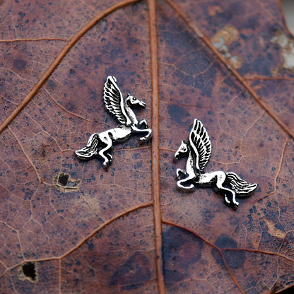 Silver Pegasus Post Earrings