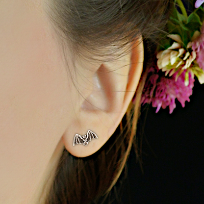 Silver Bat Post Earrings