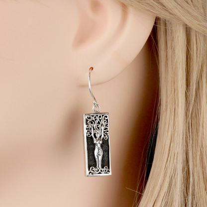 Silver Dryad Earrings w/ Lava Stone