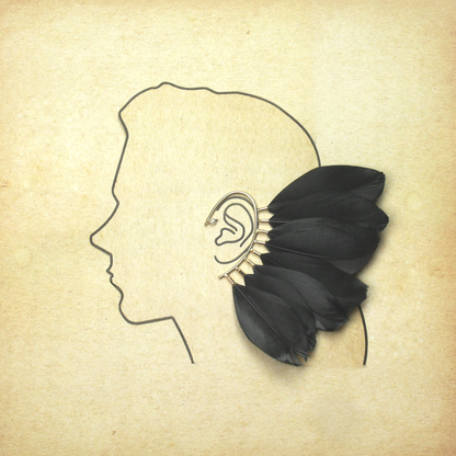 Black Feather Wire Ear Cuff