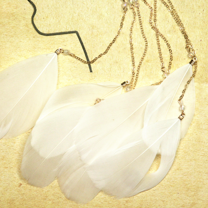 White Feather Dangle Wire Ear Cuff