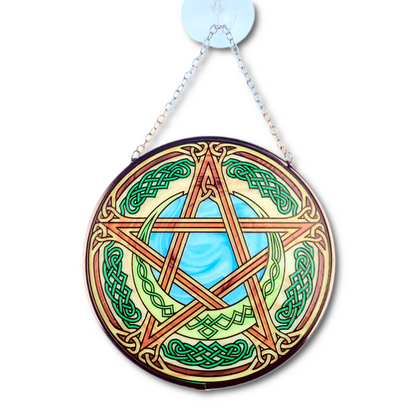 Celtic Pentacle Glass Suncatcher