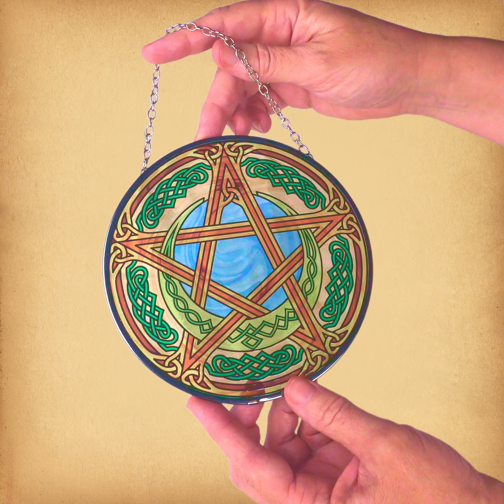 Celtic Pentacle Glass Suncatcher