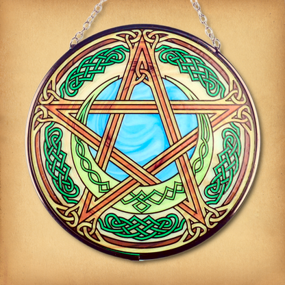 Celtic Pentacle Glass Suncatcher