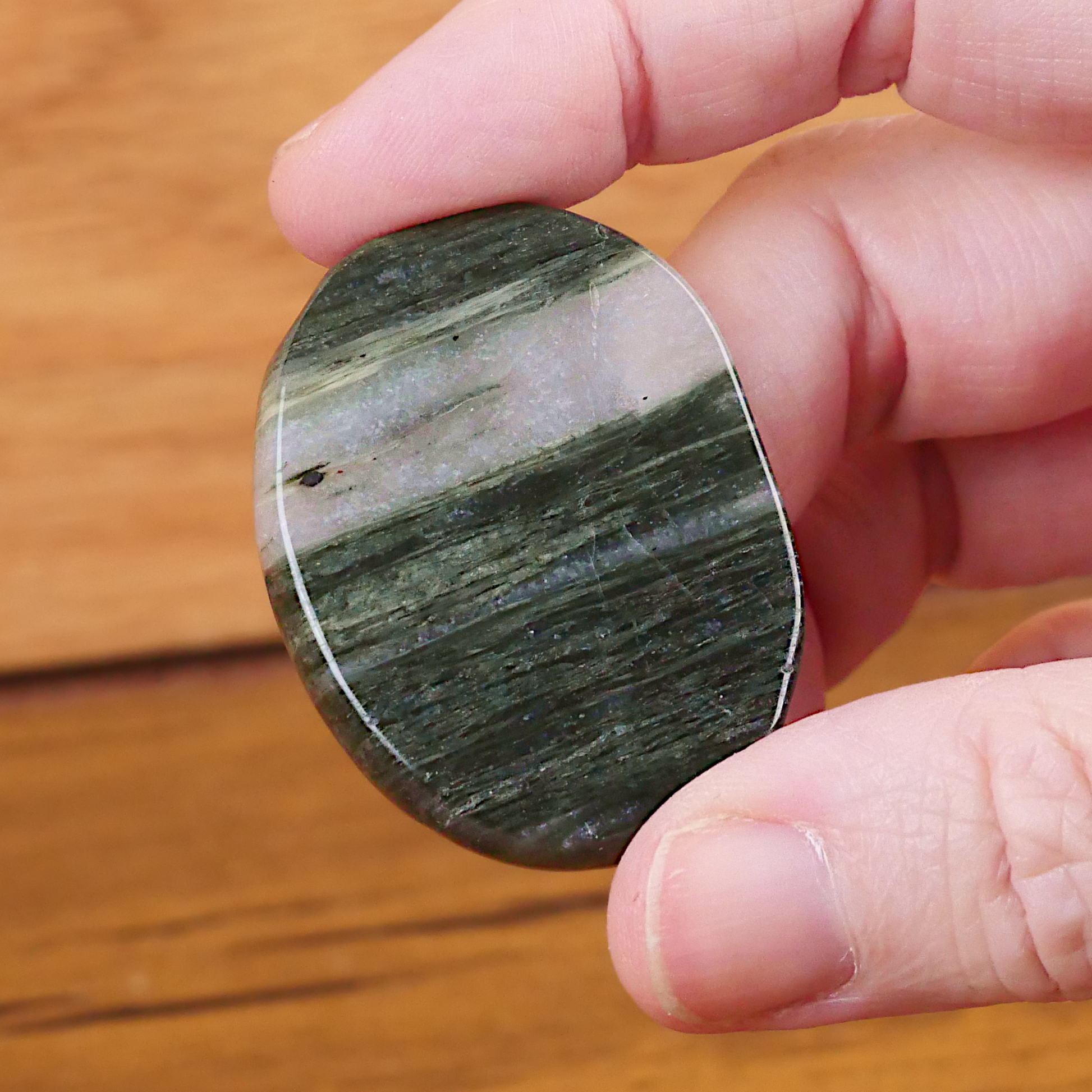 Green Hair Jasper Pocket Stone