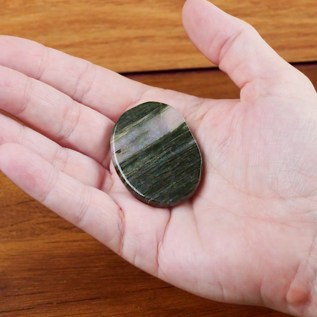 Green Hair Jasper Pocket Stone