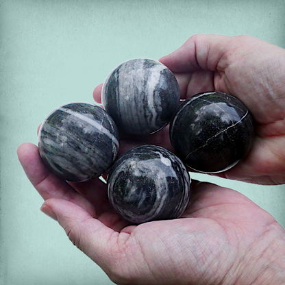 Polished Grey Banded Granite Sphere