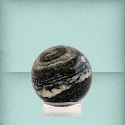 Polished Grey Banded Granite Sphere