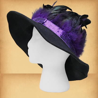 Purple Feathered Witch Hat