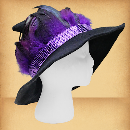 Purple Feathered Witch Hat