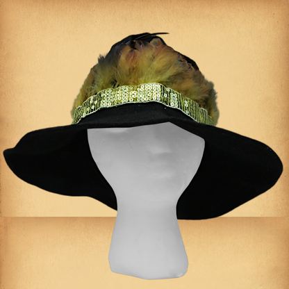 Golden Feathered Witch Hat