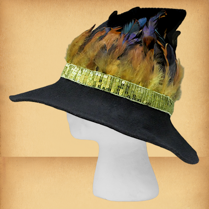 Golden Feathered Witch Hat