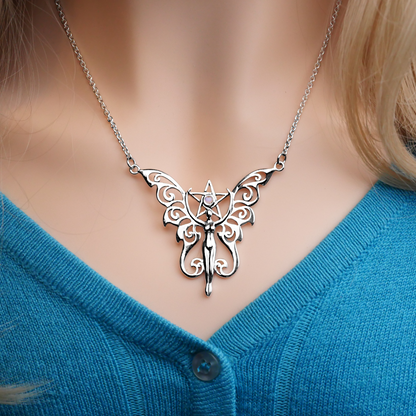 Silver Faerie Pentacle Necklace