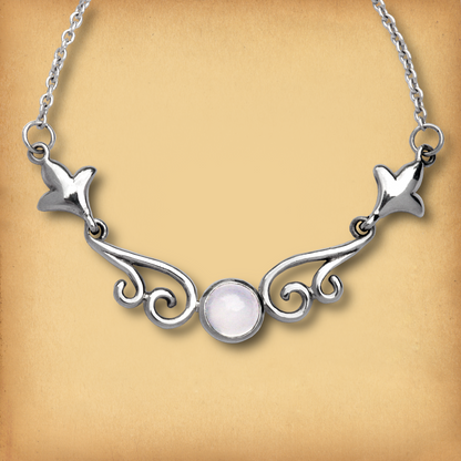 Silver Moonstone Scroll Necklace