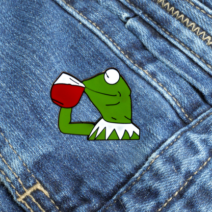 Tea Drinking Kermit Enamel Pin