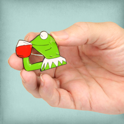 Tea Drinking Kermit Enamel Pin