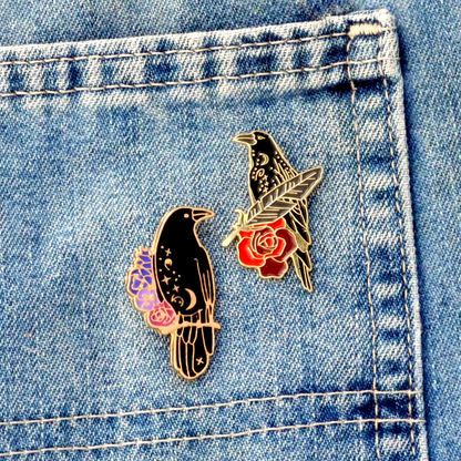 "Raven and Roses" Enamel Pin