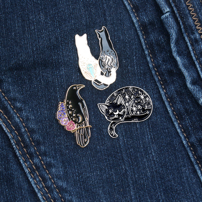 Crystal Cats Enamel Pin