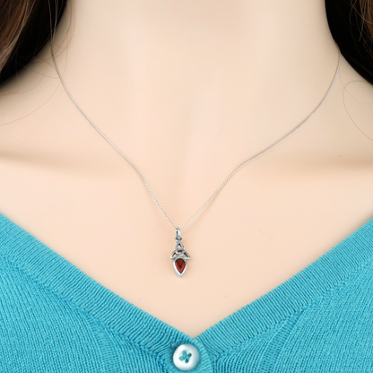 Silver Garnet Trinity Knot Pendant