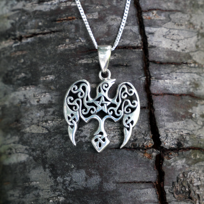 Silver Star Raven Pendant