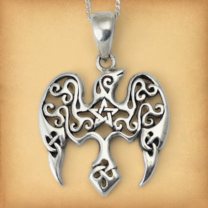 Silver Star Raven Pendant