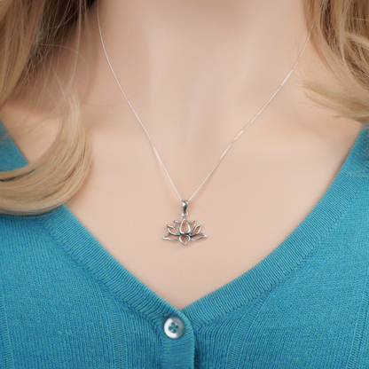 Silver Lotus Flower Pendant