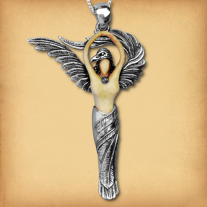 Silver Raven Goddess Pendant