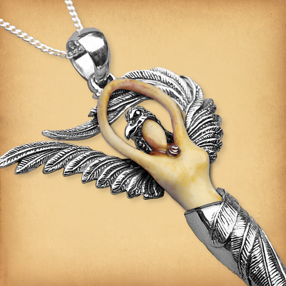 Silver Raven Goddess Pendant