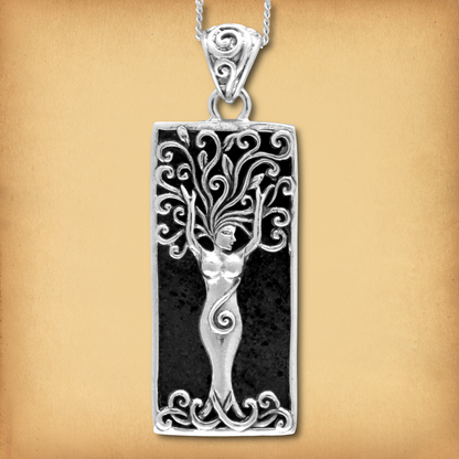 Silver Dryad Pendant w/ Lava Stone